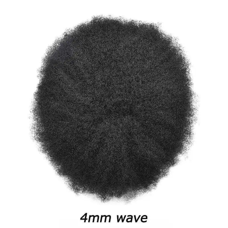 4mm Wave Afro Human Hair Wigs for Men Thin Skin Curly Male Toupee Human Hair PU 0.14cm Man's Wigs Capillary With Knots Natural
