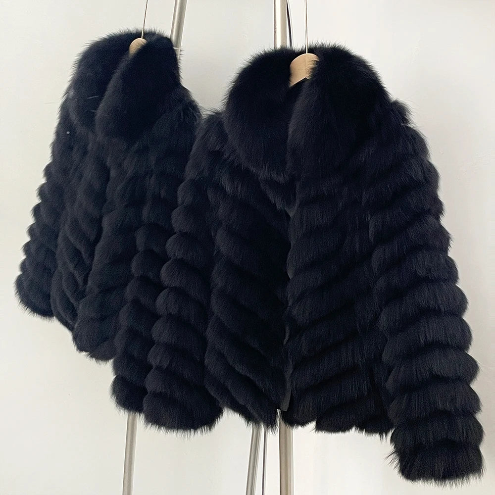 Reality Fur Coat Clothes for Women Real Fur Coat Winter Autumn Fox Fur Jacket Fashion Warm Long Sleeve Streetwear Lady New Style