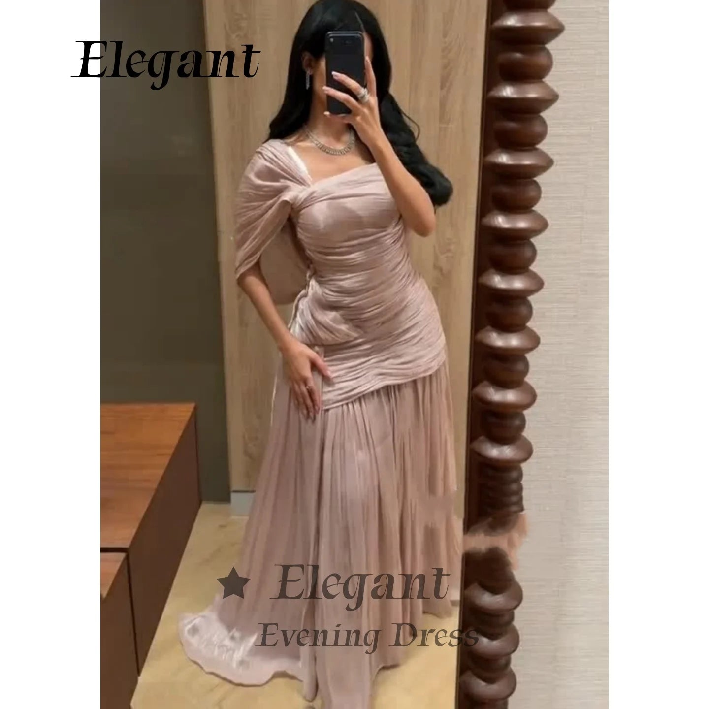 Arabia Dubai Modern Women's Prom Dresses Pink Shimmer Slim Waist Evening Dresses For Events Woman Party Wedding Dress Customized