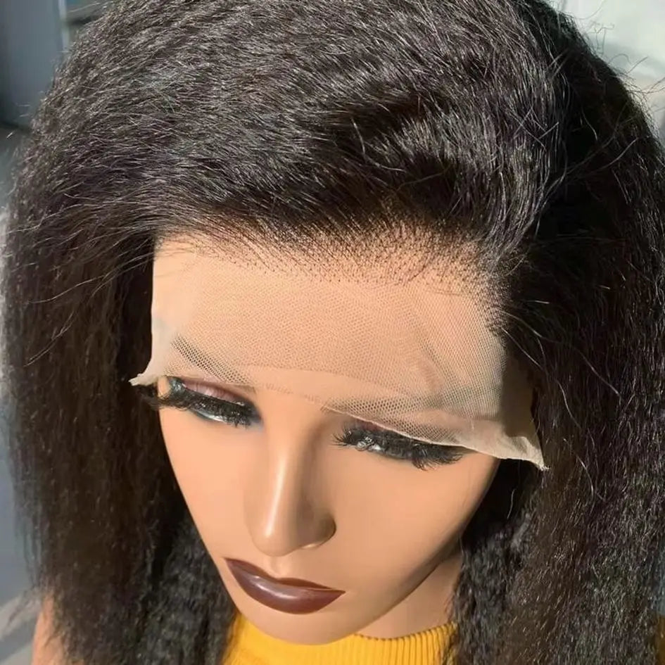 100% Human Hair Wig Kinky Straight Bob Wigs Human Hair 13x4 HD Lace Frontal Wigs 4x4 Lace Closure Glueless Wigs For Women 180%