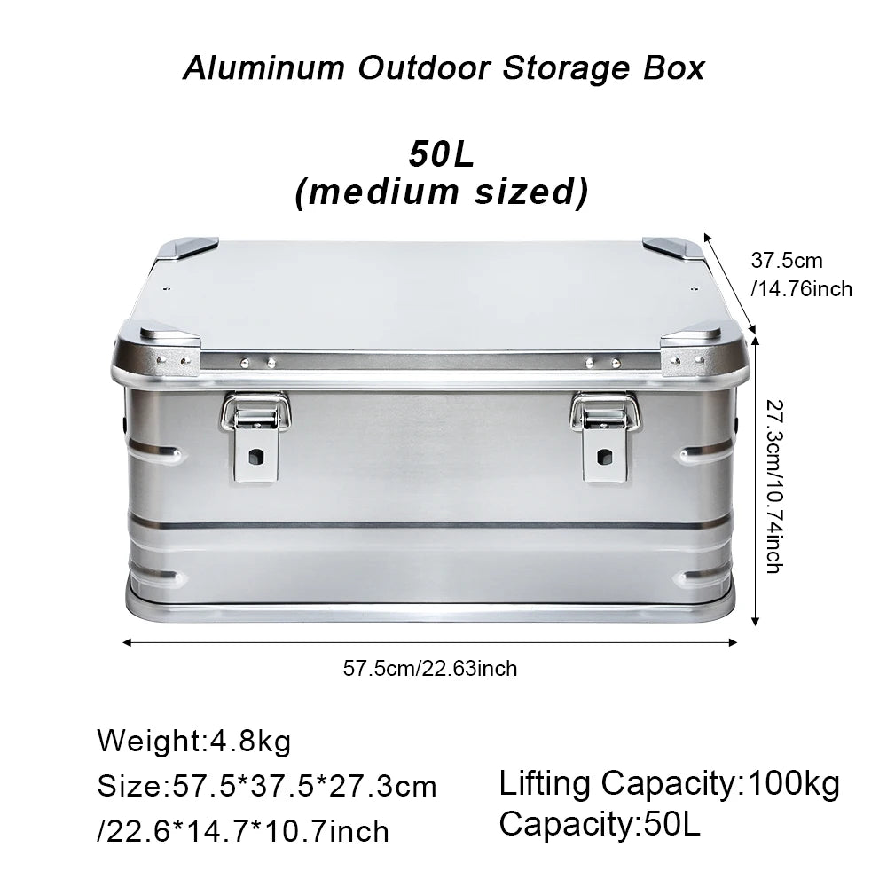 DOTWISE Outdoor Storage Box 30-80L Large Capacity Aluminum Alloy Box For Camping Picnics Travel Home Storage Organization