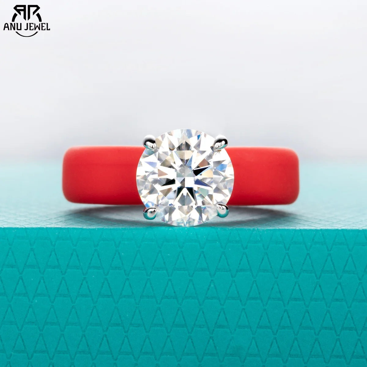 AnuJewel 3.5ct Moissanite Inlaid Silicone Ring 925 Sterling Silver Rubber Comfort Fit Wedding Ring for Women Jewelry Gifts