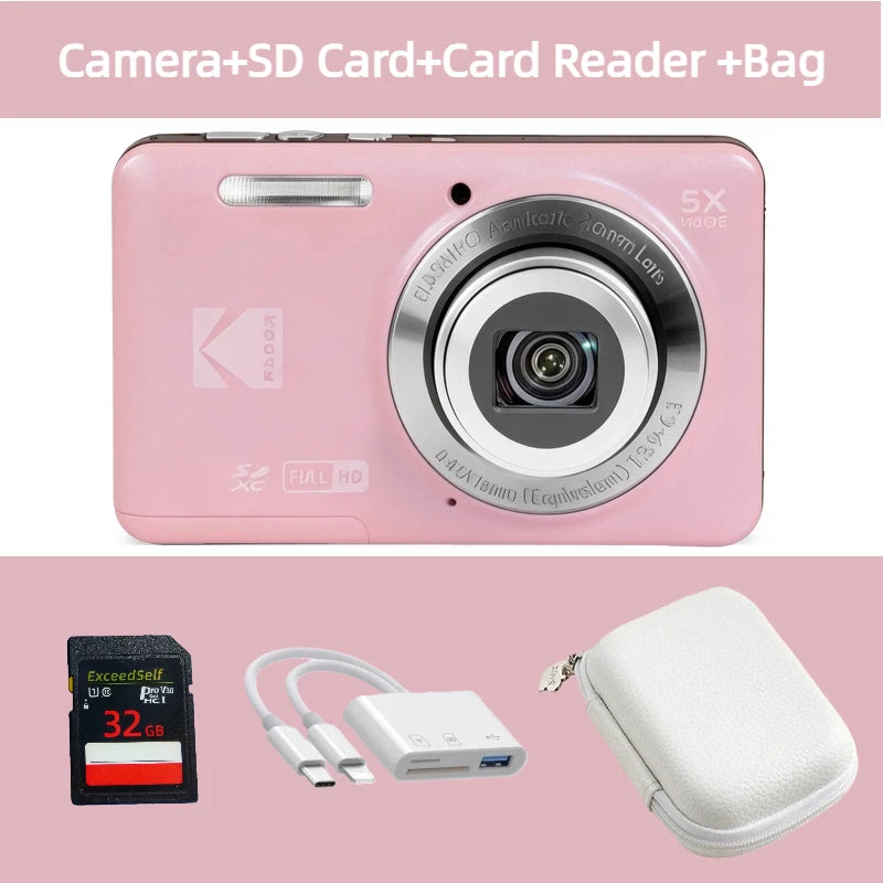 KODAK PIXPRO FZ55-RD 16MP Digital Camera 5X Optical Zoom 28mm Wide Angle 1080P Full HD Video 2.7" LCD Vlogging Camera