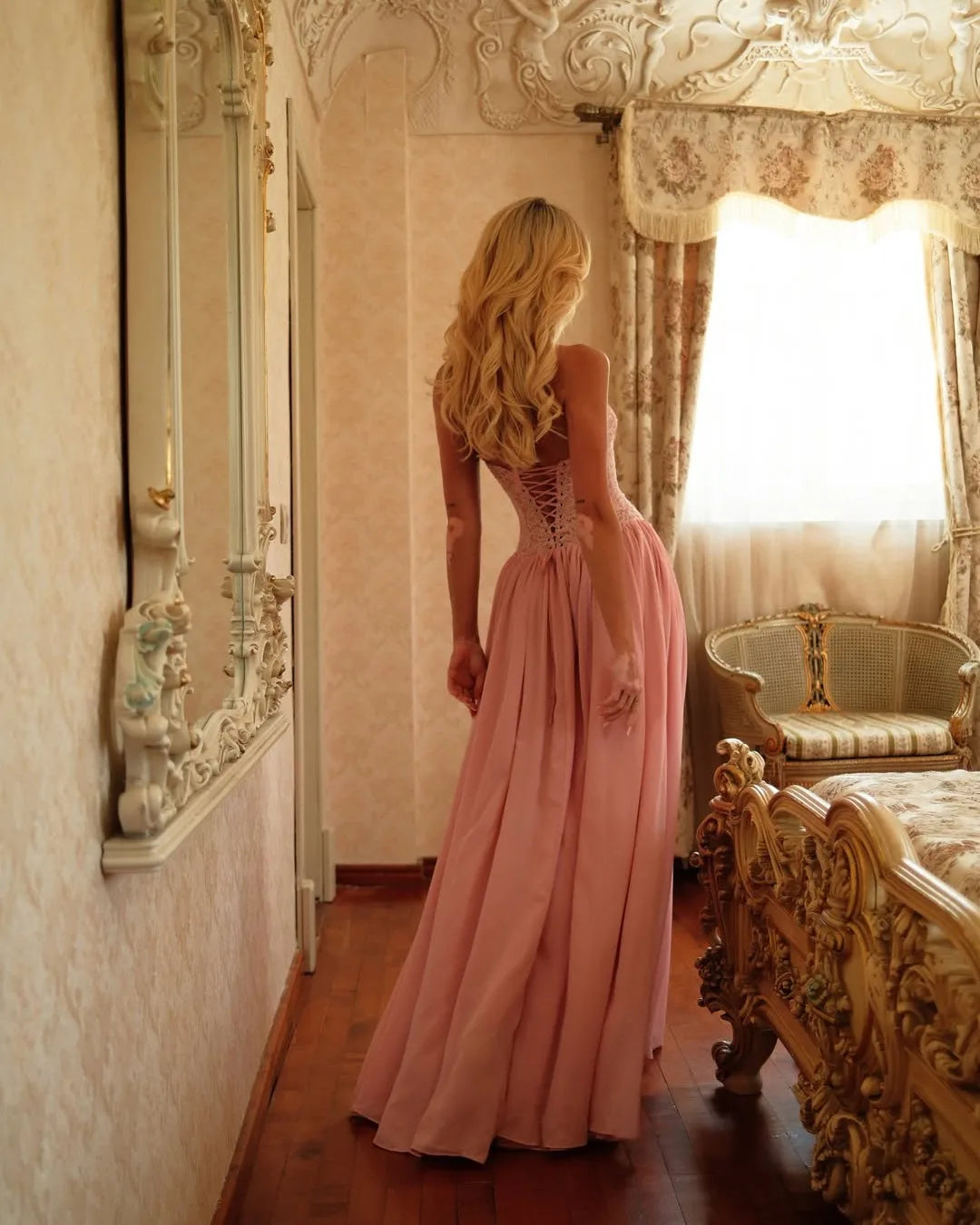 Fantasy Elegant Pink A Line Evening Dresses Draped Luxury Women's Formal Evening Gowns Beaded Formal Prom Dresses Customized