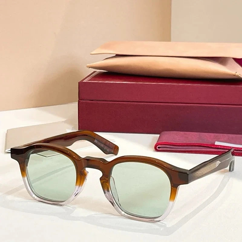 ZEPHIRIN Round Acetate Sunglasses for Men and Women High Quality Brand Designer Optical Prescription UV400 Retro Eyeglasses