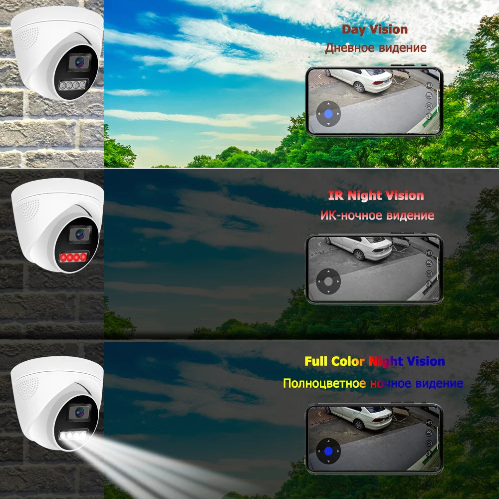 4K 8MP Surveillance Camera  IP POE Onvif H265 Audio Dome Onvif HD Night Vision Human Detect 48V 4MP CCTV  Video Security For NVR