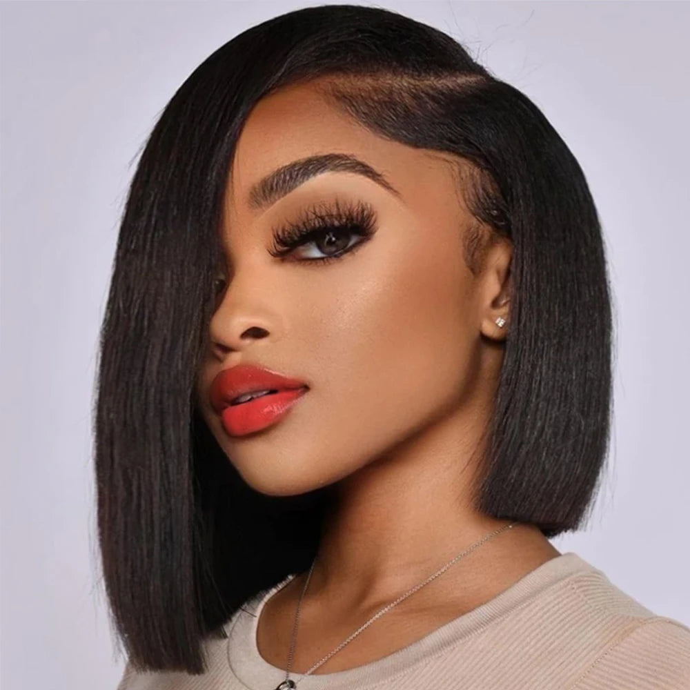 100% Human Hair Super Double Drawn Bone Straight Bob Human Hair Wigs 16A Hair 13x4 5x5 2x6 Lace Wigs For Women Glueless Bob Wigs