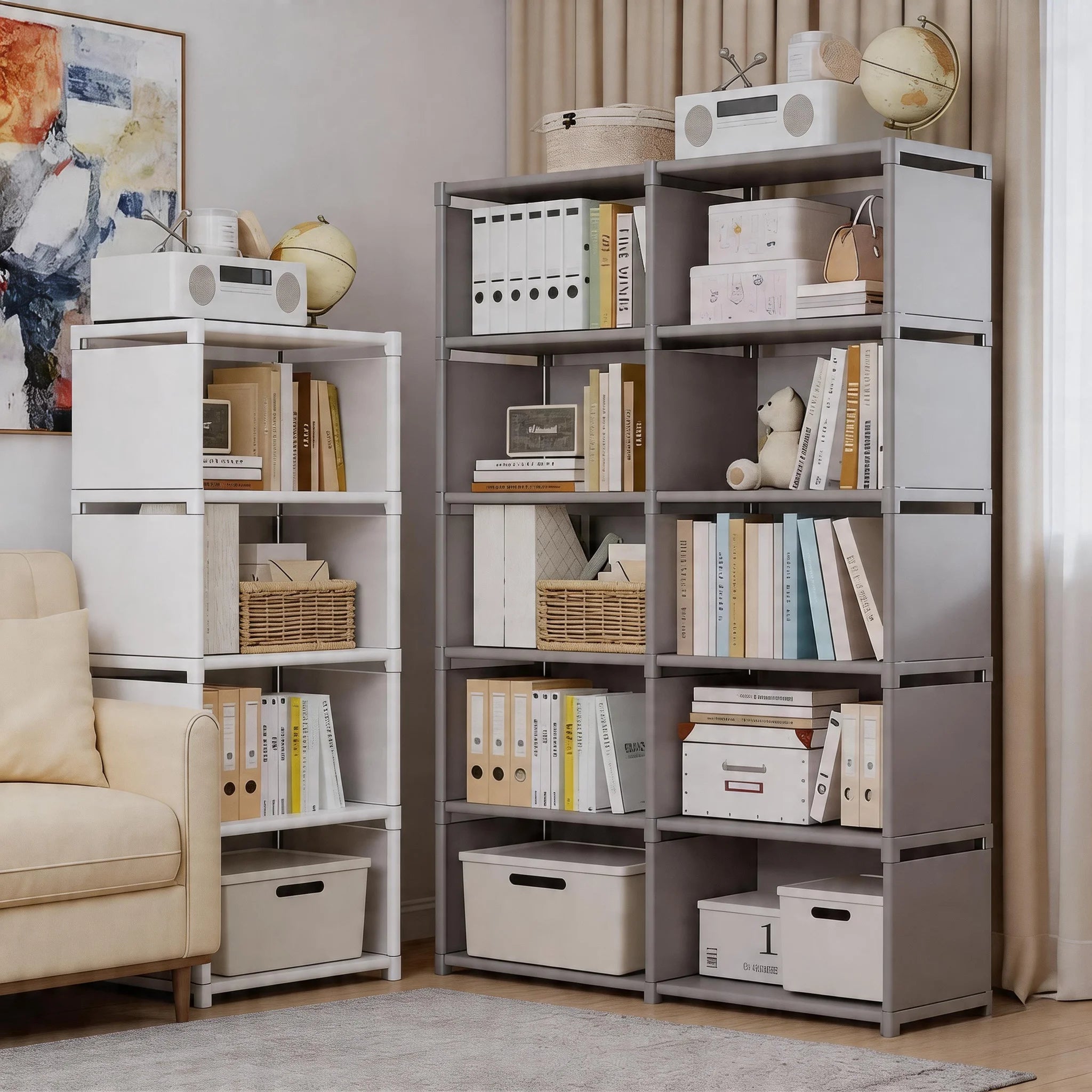 Multi-functional Storage Shelf Easy Assembly Bookshelf Multi-Layer Bookcase Living Room Organizer Rack Sundries Toys Cabinet