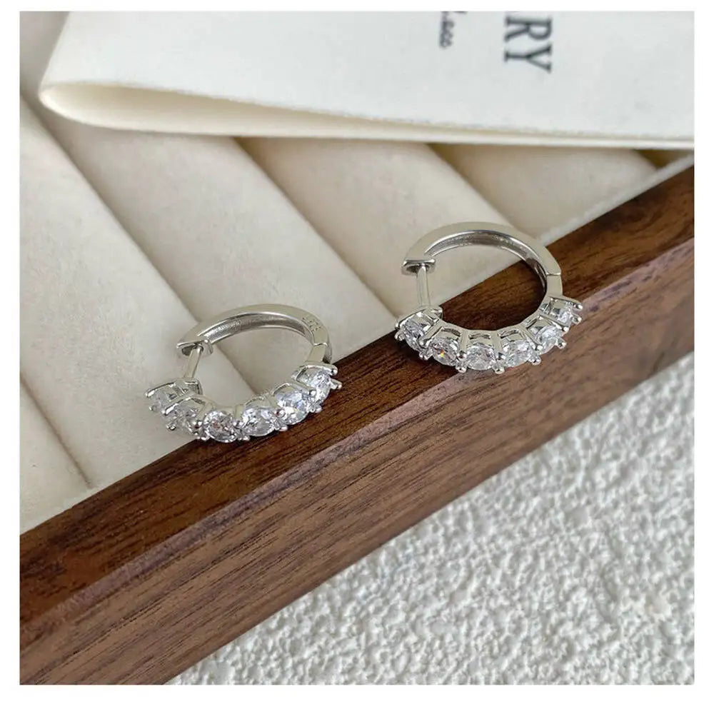 TY 3mm D Color Moissanite Earrings 925 Sterling Sliver Plated White Gold Hoop Earring For Women Wedding Party Fine Jewelry Gift
