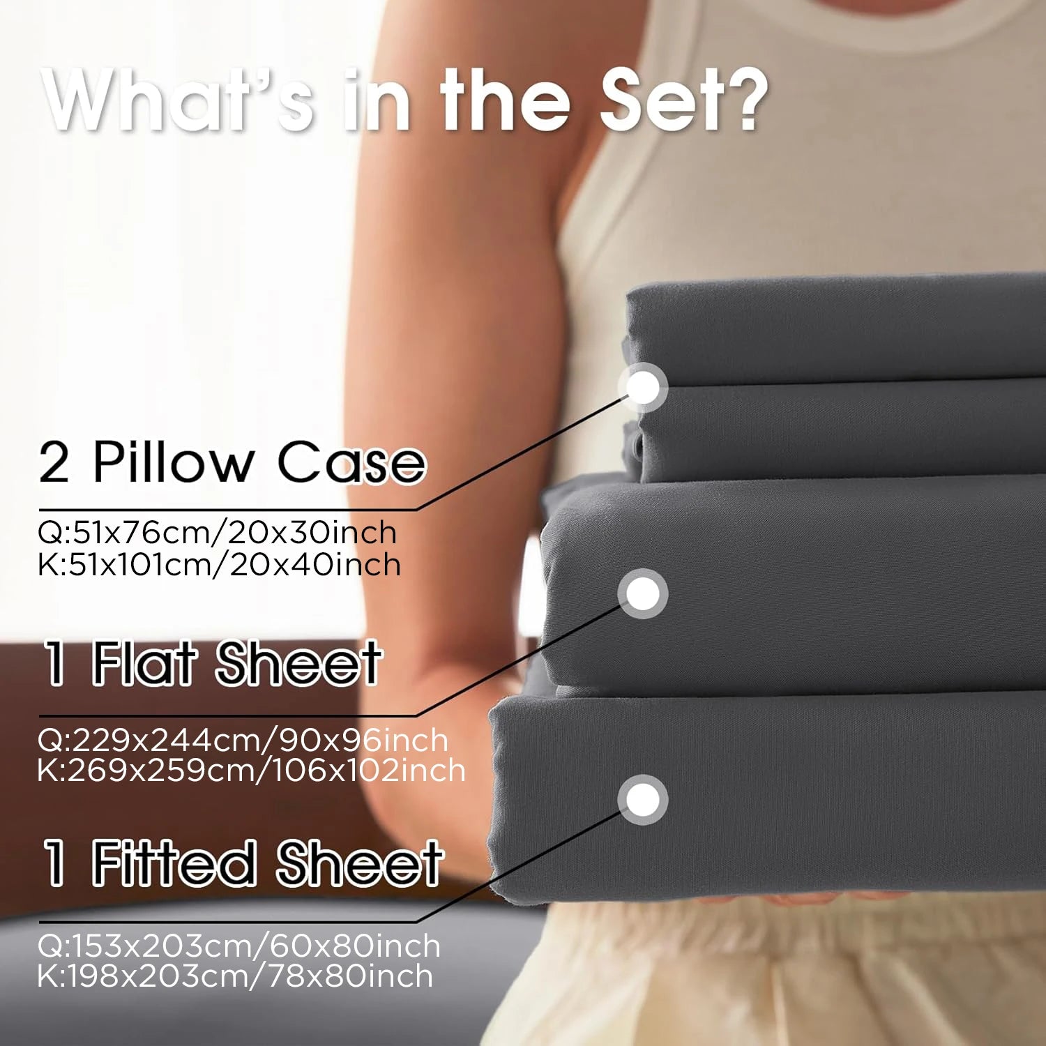 6pcs Bedding Set Soft Breathable - 2 Pillowcases 1 Flat Sheet 1 Fitted Sheet - Bed Sheet Set