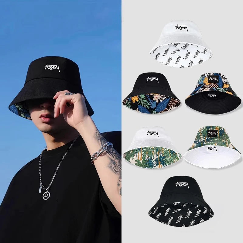 Hats, Female Letters, Fisherman's Hats, Trendy Casual And Versatile, Double-Sided Basin Hats, Men's Sunhats In All Seasons