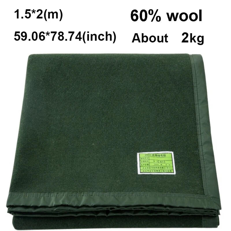60/80/100% Wool Blankets 1.5*2m Warm Comforter Dark Green Wool Blanket For Winter Adult Children Camping Sofa Dormitory Bedding