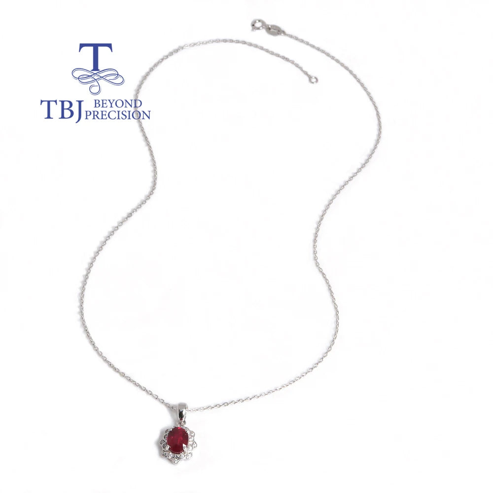 Natural Filled Ruby July Birthstone 925 sterling silver pendant necklace for Women Wedding Banquet Gifts Rare Precious