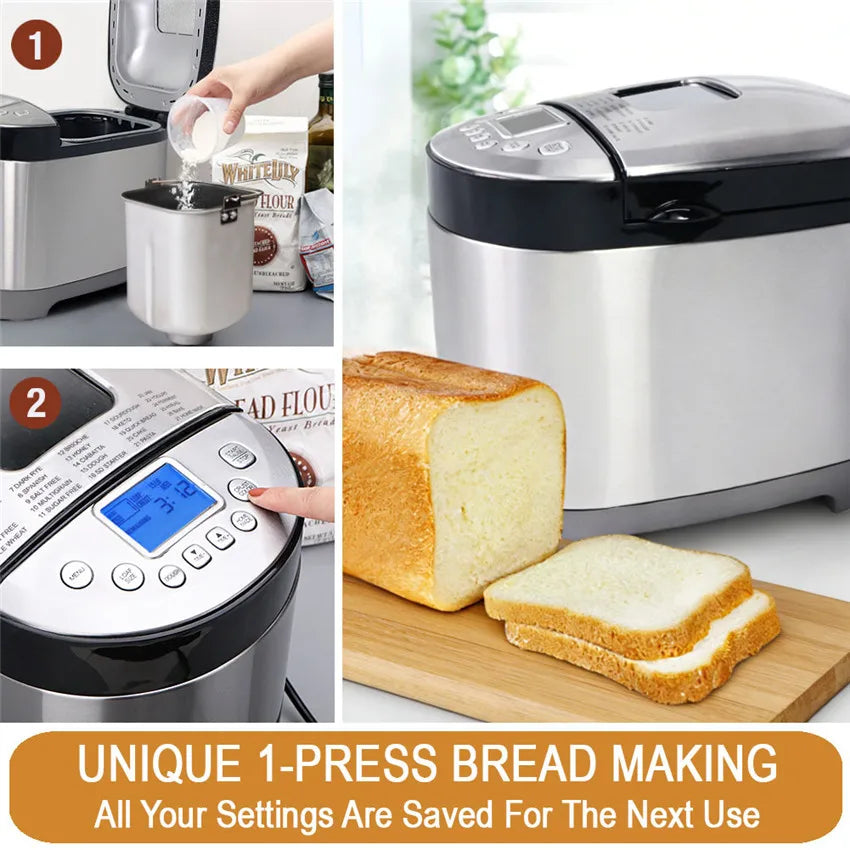 KeenZest 27-in-1 Smart Bread Maker with Gluten Free Setting 2LB Whole Wheat Bread Machine with Homemade Cycle Recipes Included