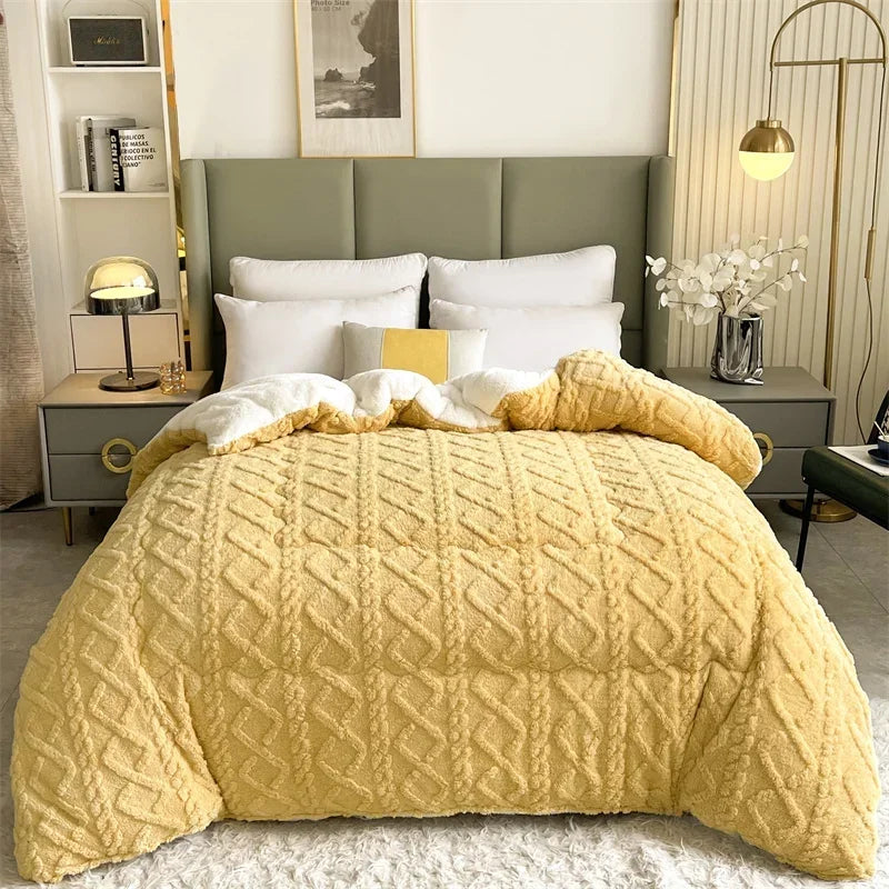 High End Thickened Winter Warm Blankets for Beds Artificial Lamb Cashmere Weighted Blanket Thicker Warmth Duvet Quilt Comforter