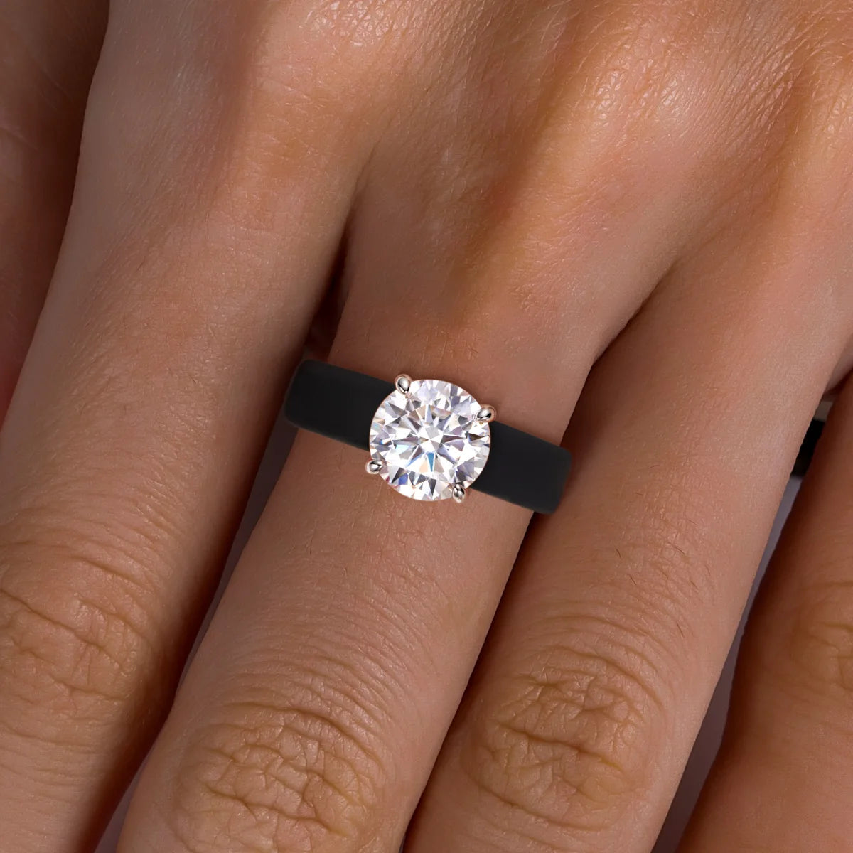 AnuJewel 3.5ct Moissanite Inlaid Silicone Ring 925 Sterling Silver Rubber Comfort Fit Wedding Ring for Women Jewelry Gifts
