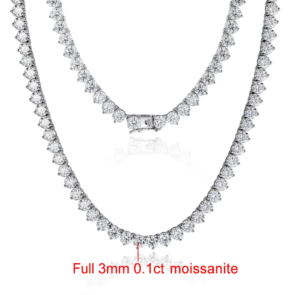 Full 3MM Moissanite Tennis Necklace with Pear Pendant 925 Sterling Silver Tassel Lab Diamond NeckChain for Women Wedding Jewelry