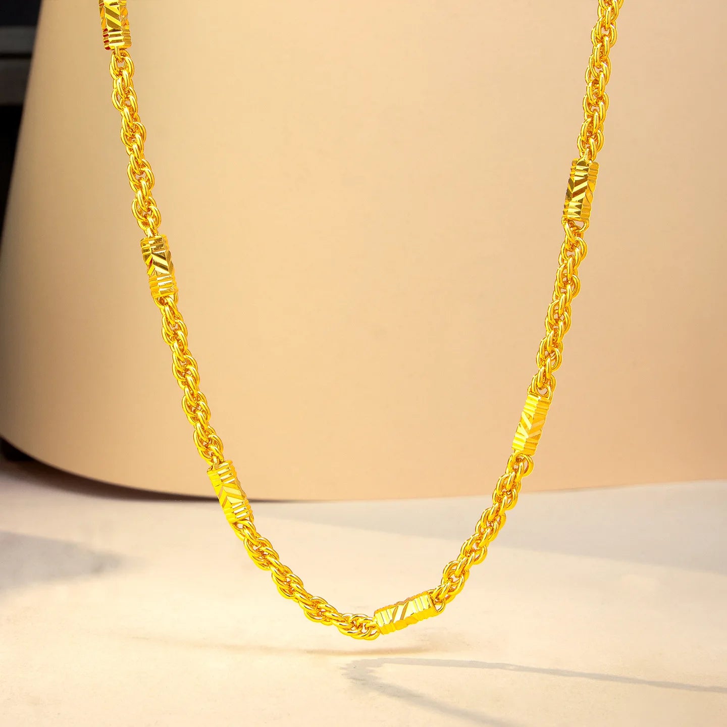 Luxury 24K 9999 Pure Gold real gold Thickness 5mm Hexagon Twist Necklace Men's Boss Necklace