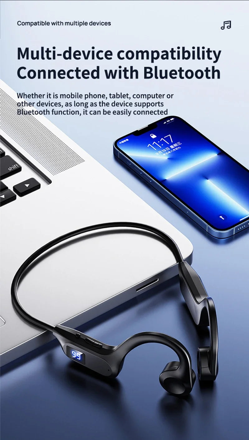 X7 Bone Conduction Wireless Earphone Sport Swimming Bluetooth Compatible Headphone Hand-free With Mic For Running Earbuds