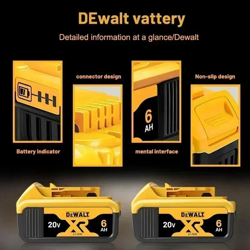 DeWalt 100% Original Battery 20V 6000mAh Li Ion Battery For DCB206 DCB205 DCB204 DCB200 DeWalt Power Tools Battery Air Transport