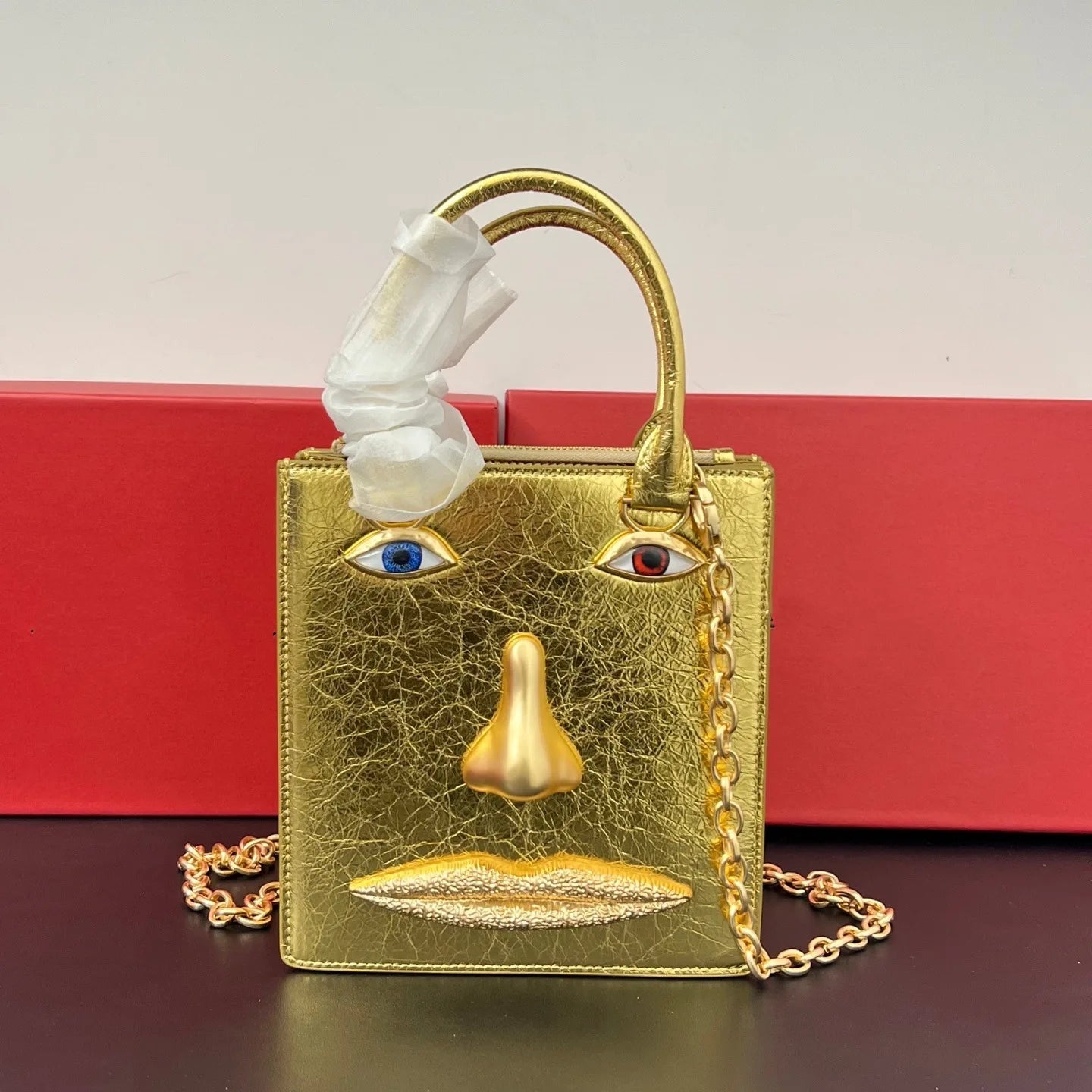 Genuine Leather Real Leather Version of Devil's Eye Deluxe Bag Fashion Designer Pink Yellow Square High Quality Trend Jewelry