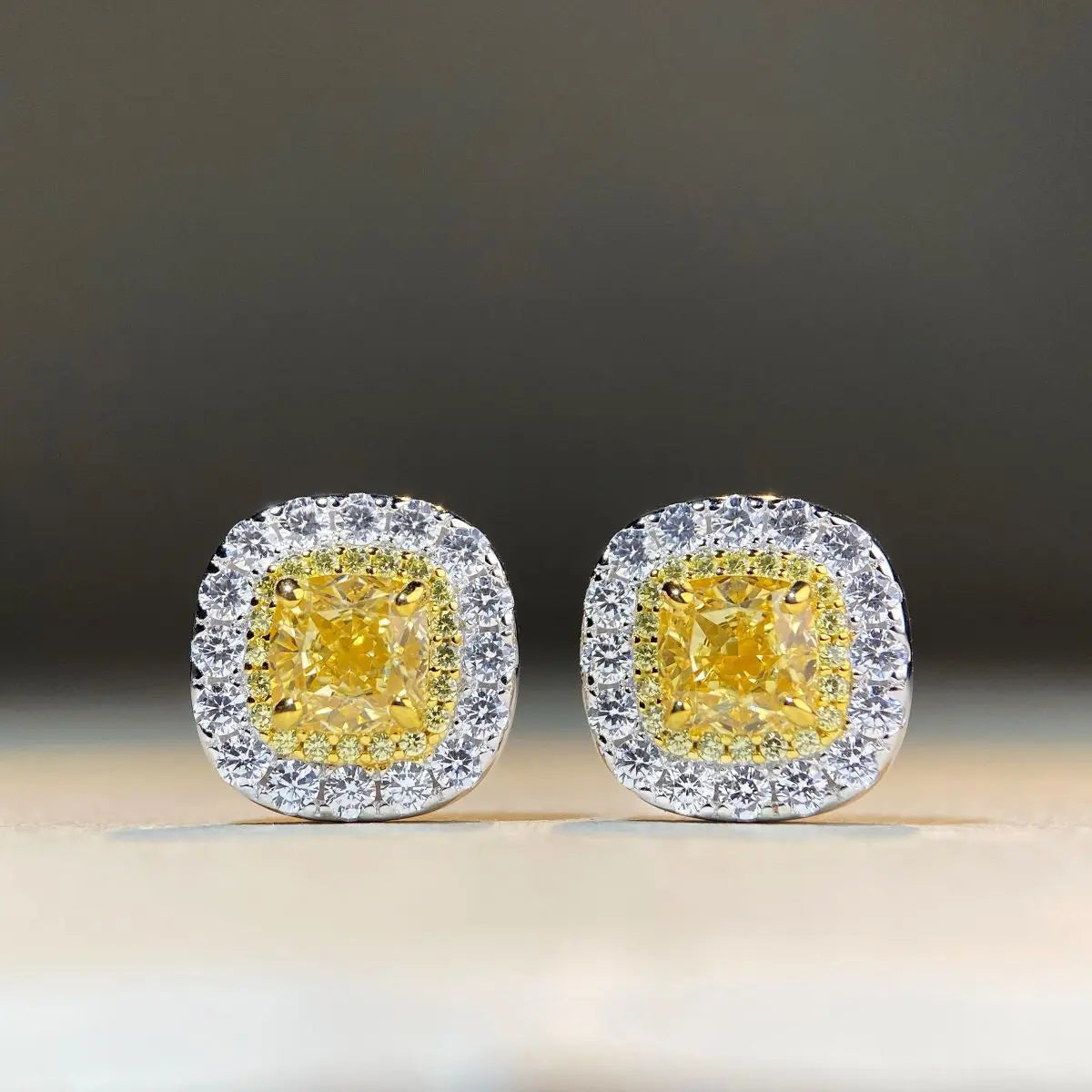 Luxury 18K white gold solid platinum PT950 Women's Yellow Diamond Pendant Necklace Earrings Full Diamond Bracelet