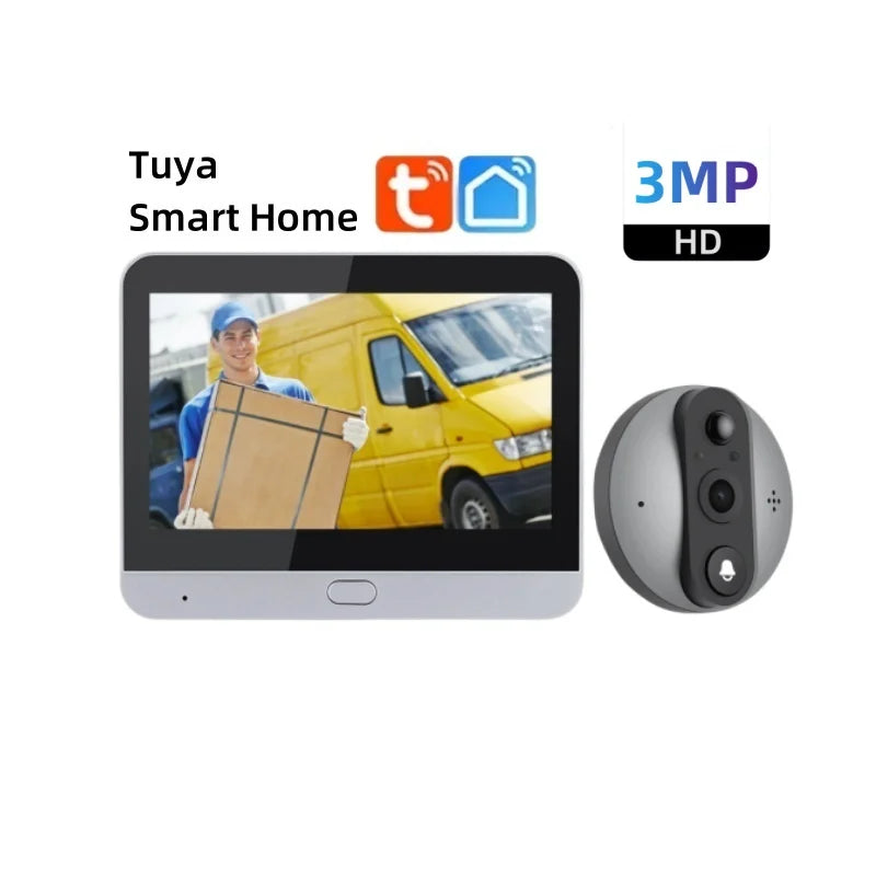 Smart Life Wireless Security Home Video Doorbell Camera Wifi 2.4G 1080P Ring Bell Door Peephole Intercom Video With Screen