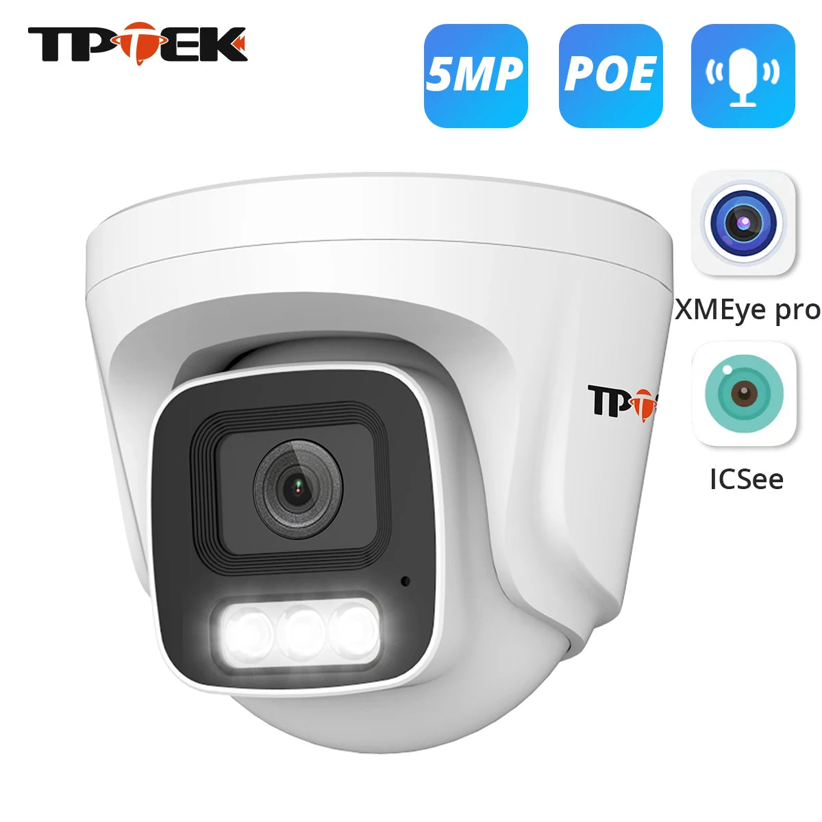 5MP IP Camera POE Indoor Security Two Way Audio CCTV Color Night Vision Surveillance Camera For POE System XMEye Pro iCSee Cam