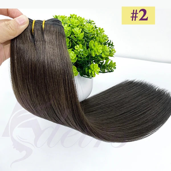 ADEIRS Straight Human Hair Weft Bundles European Remy Natural Human Hair Extension 14"-24" Can Curly Double Hair Weaves Blonde