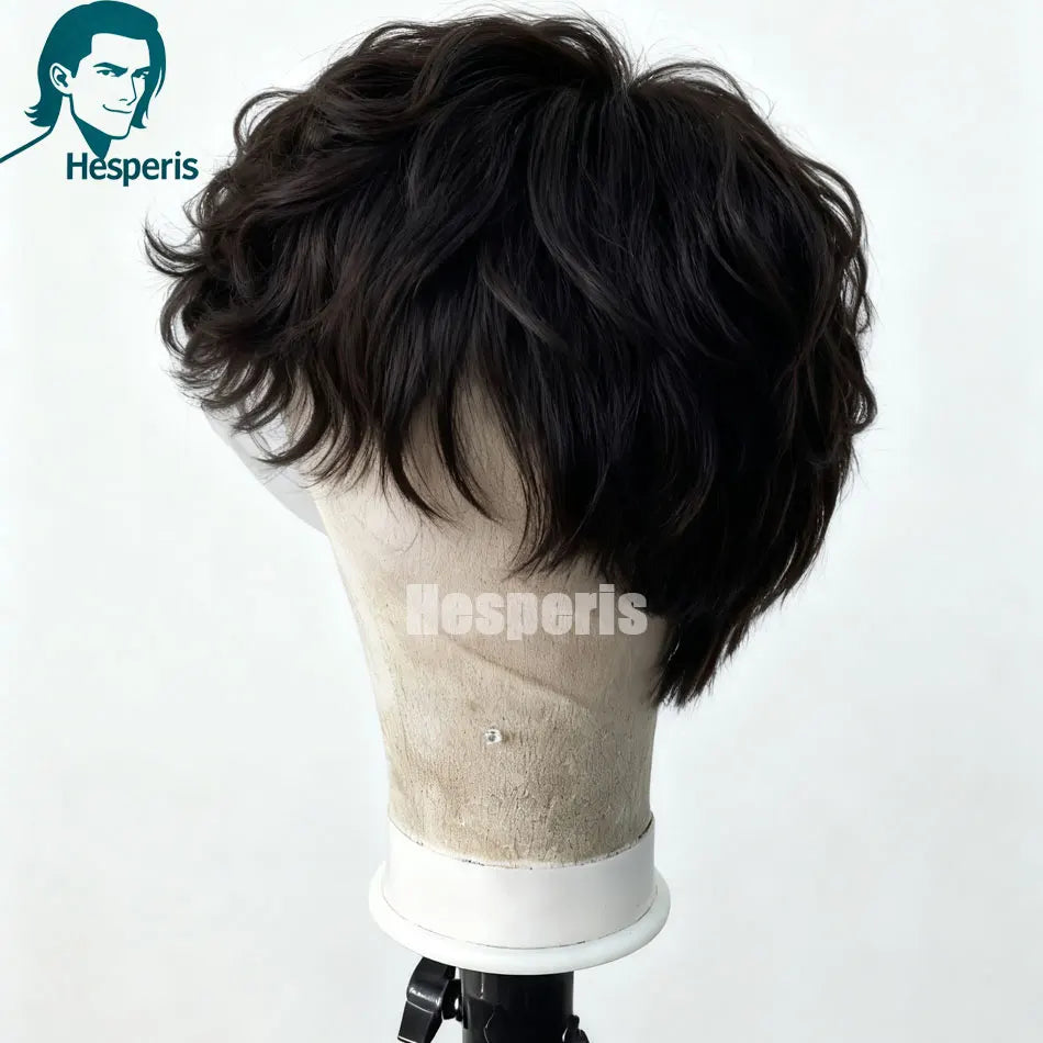 Hesperis Human Hair Fashion Men Wigs With Bang Soft Wave 13X6 Lace Front Wigs For Male Transparent Lace Deep Part Daily Wear Wig
