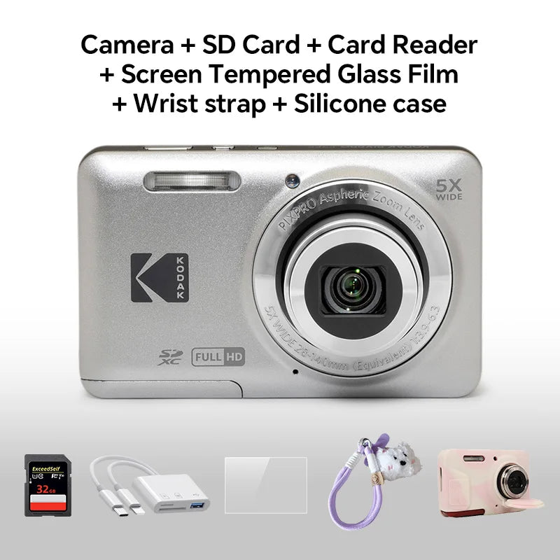 KODAK PIXPRO FZ55-RD 16MP Digital Camera 5X Optical Zoom 28mm Wide Angle 1080P Full HD Video 2.7" LCD Vlogging Camera