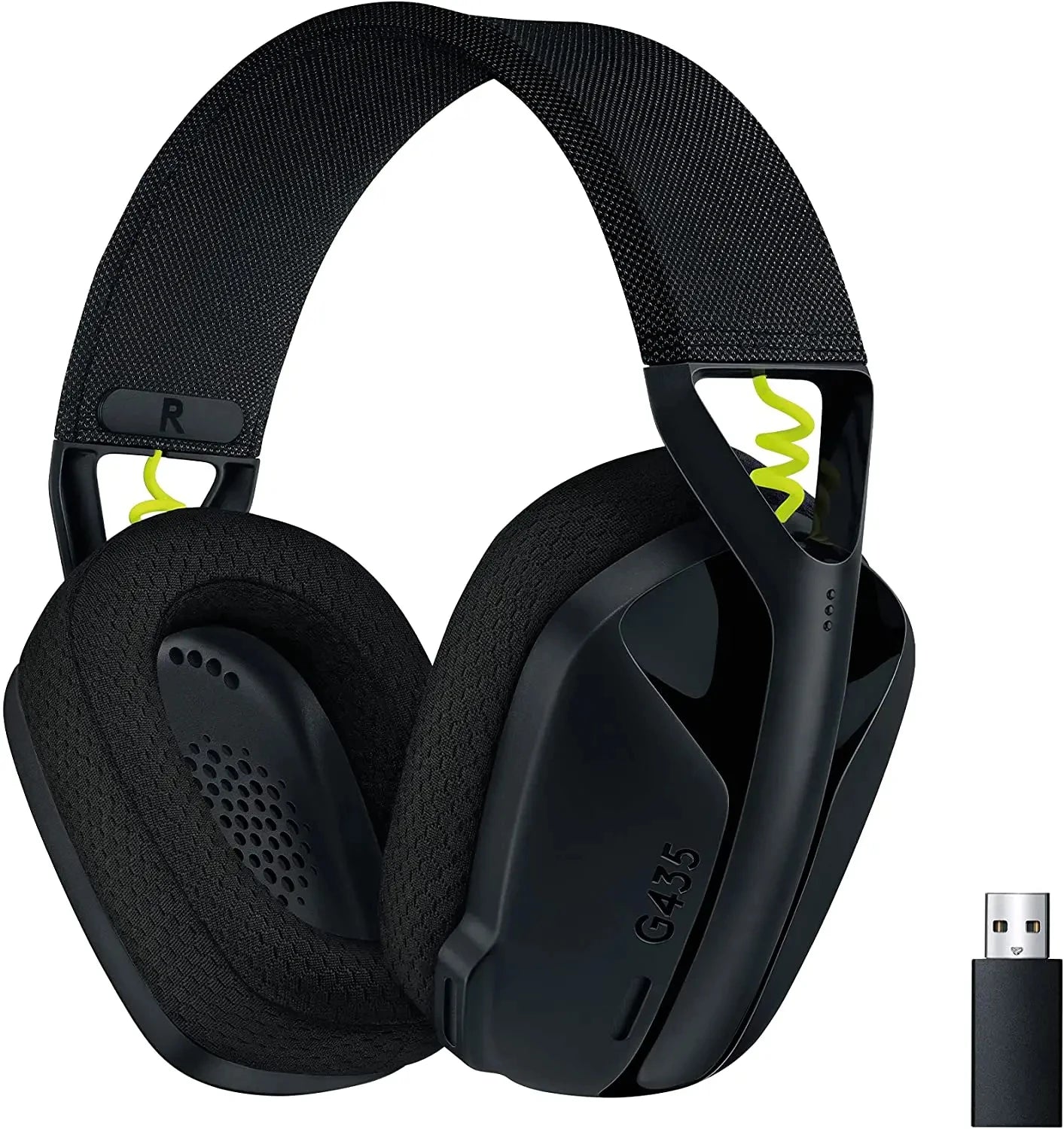 Logitech G435 wireless gaming headset with Bluetooth virtual surround sound, low latency, long battery life, comfortable to wear