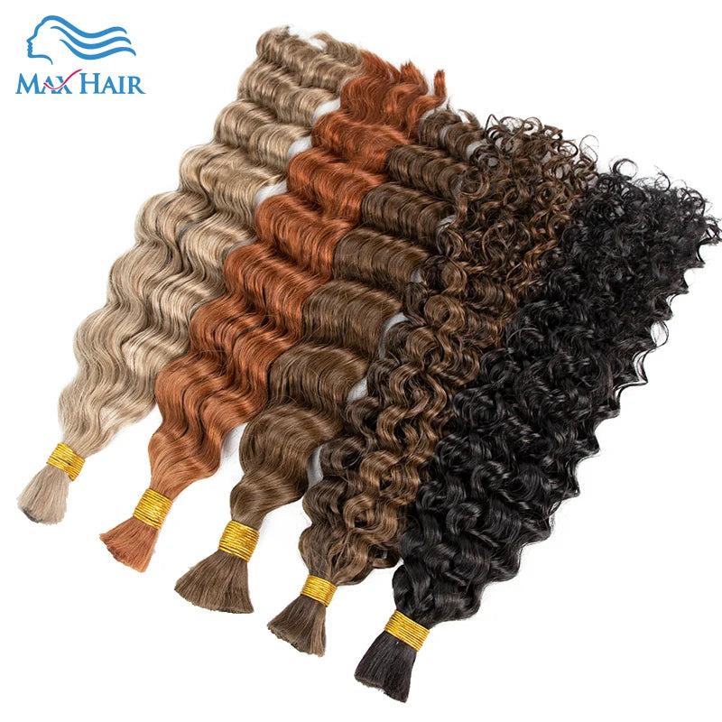 Cuticle Aligned Loose Deep Wave Bulk Human Hair For Braiding Unprocessed No Weft Raw Indian Bundles Human Hair Bulk Extensions