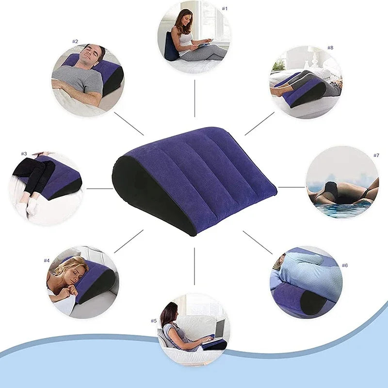 Multifunctional Body Pillow Portable Inflatable Pillow Cushion Positions Support Air Cushion Outdoor Travel Triangular Pillow