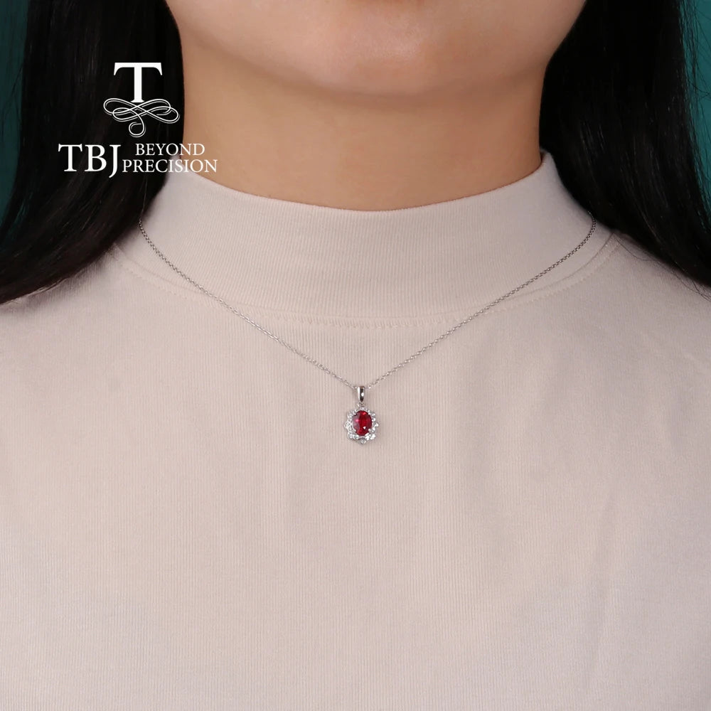 Natural Filled Ruby July Birthstone 925 sterling silver pendant necklace for Women Wedding Banquet Gifts Rare Precious