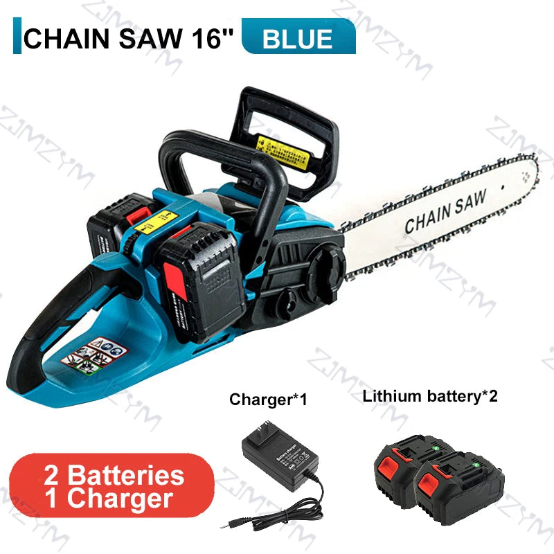 16 Inch Brushless Cordless Electric Chainsaw Rechargeable Handheld Cutter Woodworking Tools for Gardener Power Tools