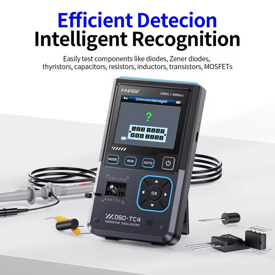FNIRSI DSO-TC4 Upgrade 3 in 1 Digital Oscilloscope 10MHz 48Ms/s Transistor Tester Electronics Component Tester USB Charger Tools