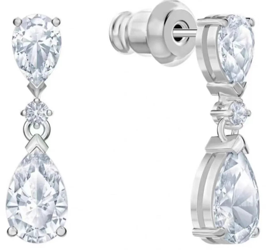 Original white crystal clip earrings, women's fashion trend earrings, jewelry accessories, birthday party gifts