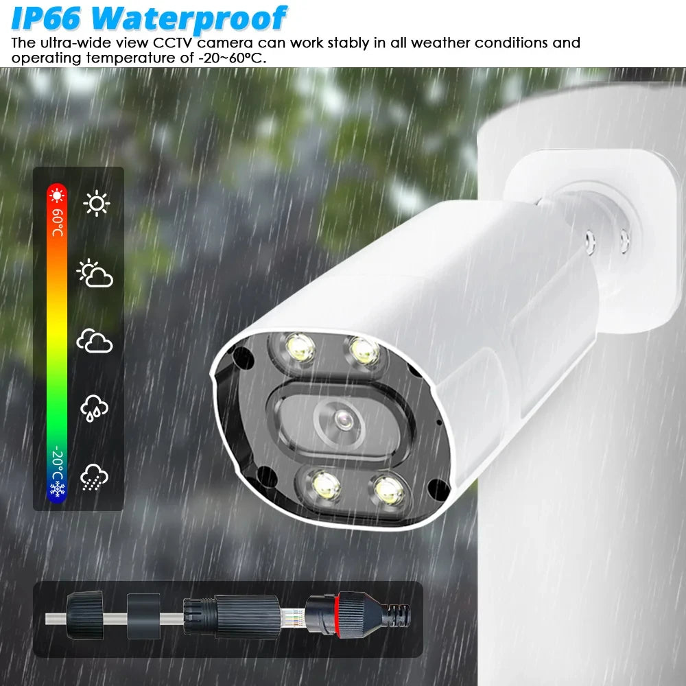 Smart 6MP Two-Way Audio IP Security Surveillance Camera POE H.265 Outdoor Waterproof IP66 CCTV Camera P2P Home For POE NVR TUYA