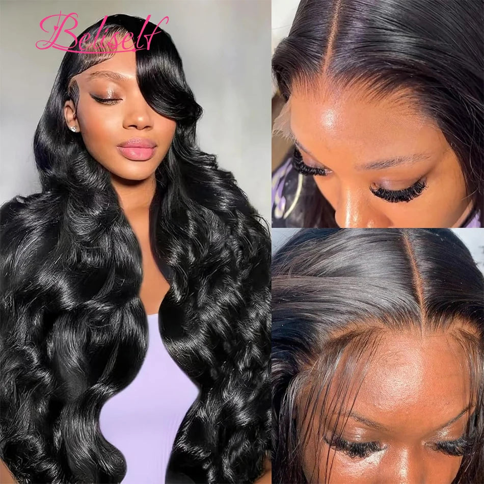 Beliself 13x6 Lace Front Human Hair Wig 250 Density Body Wave Glueless Wig Human Hair 13x6 HD Lace Frontal Wigs for Women