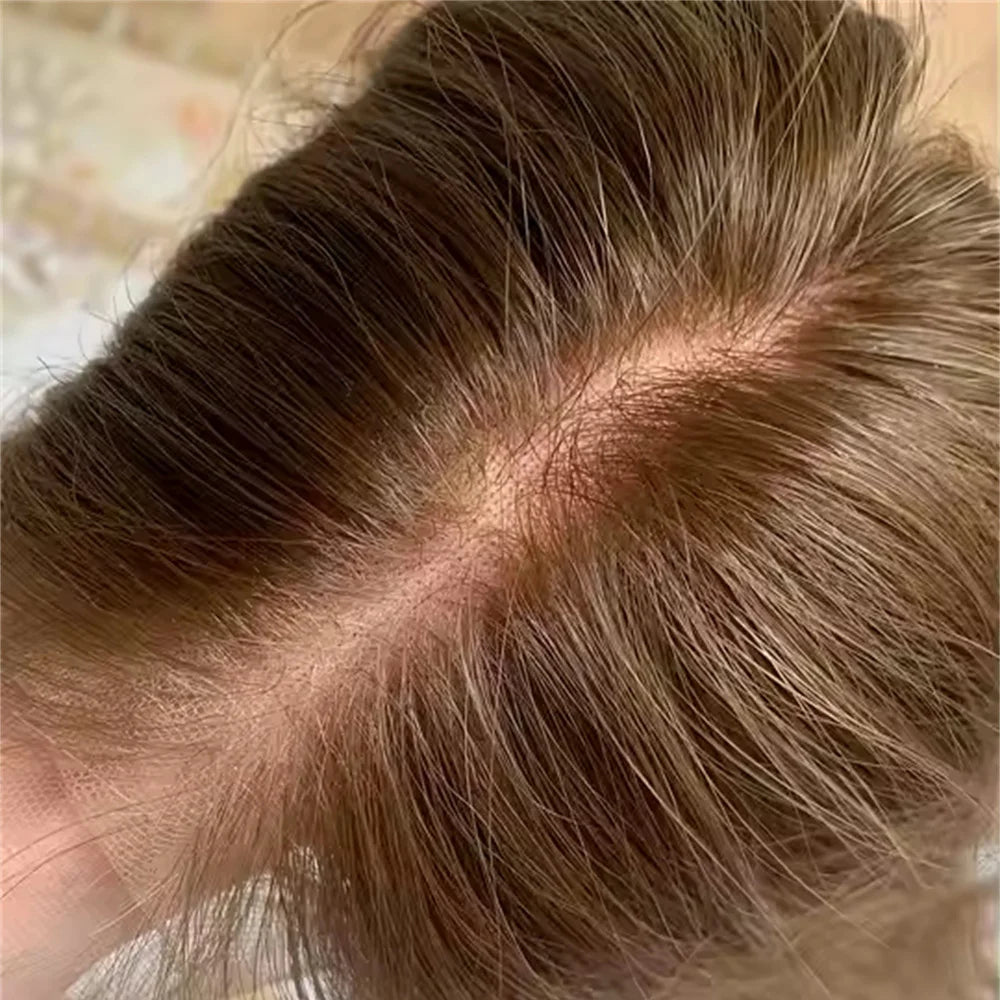 Premium 10% Human Hair Blend Luxury HD Lace Wig Dark Blonde Balayage Synthetic Invisible Lace Front Wig for Women with Hair Loss