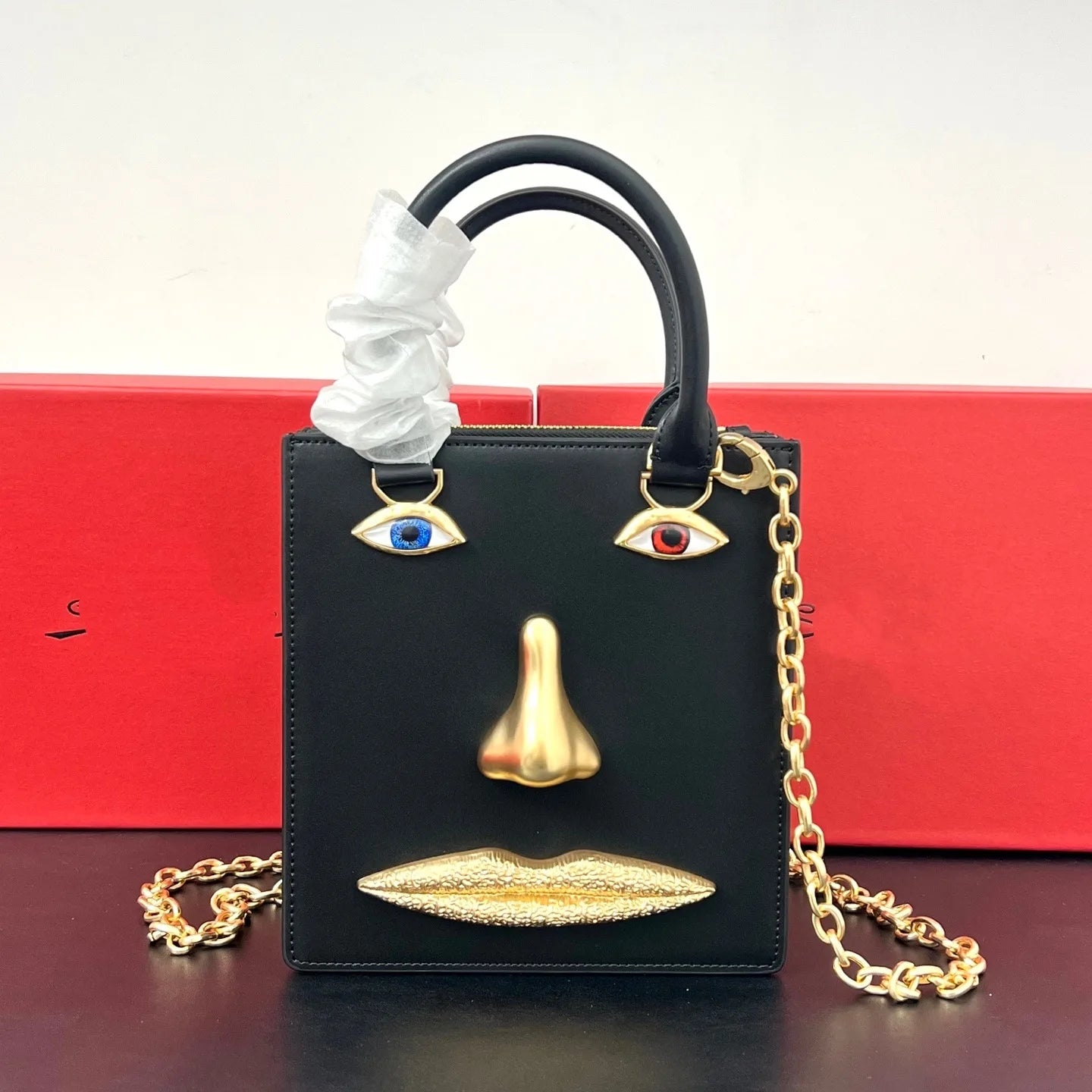 Genuine Leather Real Leather Version of Devil's Eye Deluxe Bag Fashion Designer Pink Yellow Square High Quality Trend Jewelry