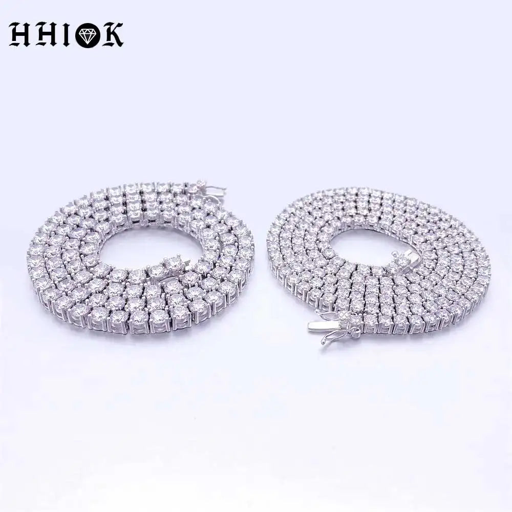 925 Sterling Silver Vvs Moissanite Tennis Chain Fine Jewelry 3mm 4mm 5mm Iced Out Diamond Tennis Chain Necklace For Men Women