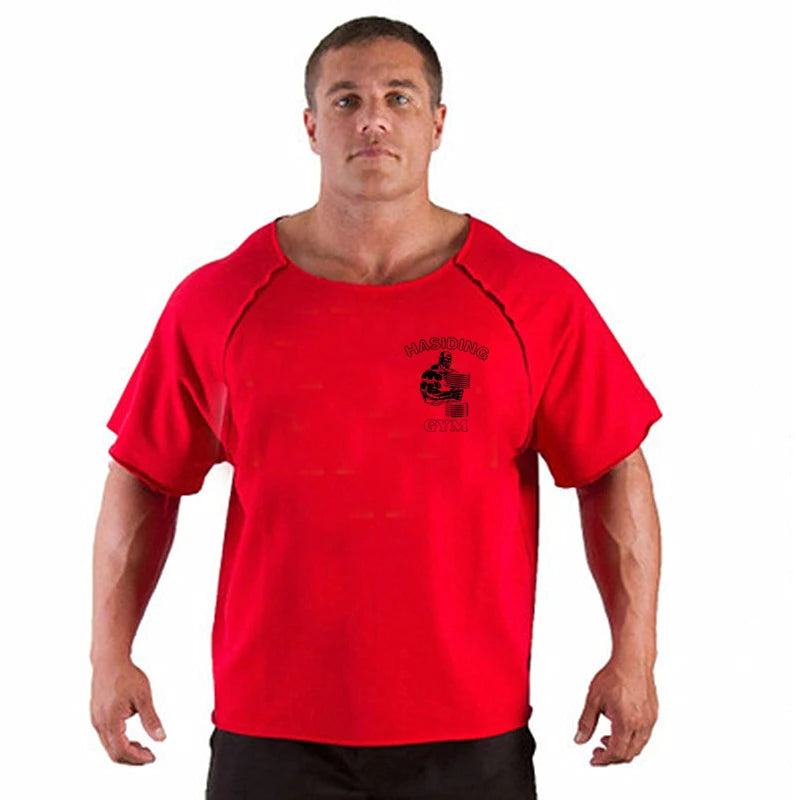 Men's T-shirt Men Running Sport T Shirt Men Loose Fitness Tops Tee Cotton Oversized Training Gym Sport Running Shirts Jersey