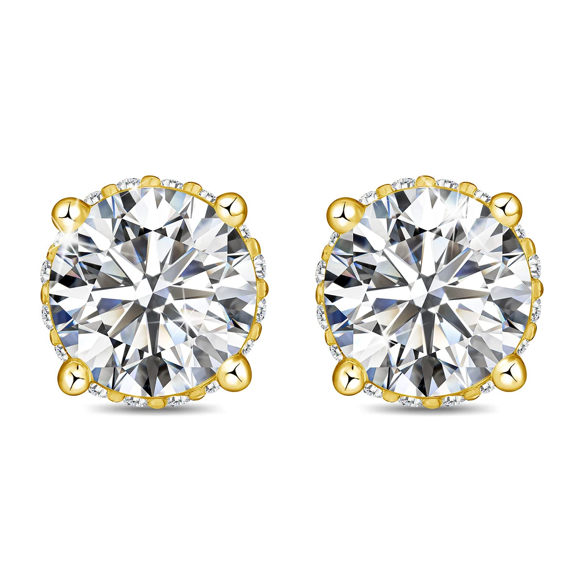 100% Pass Diamond Tester Round Moissanite Stud Earrings Women 925 Sterling Silver Ear Studs Wedding Jewelry