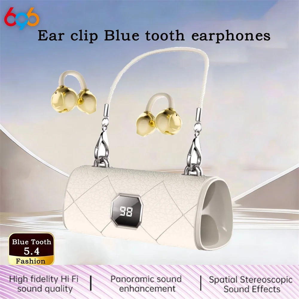 Sports Ear Clip Wireless BlueTooth Earphones Women Headset Handbag Headphone HD Call Music Noise Reduction Lady Earphones