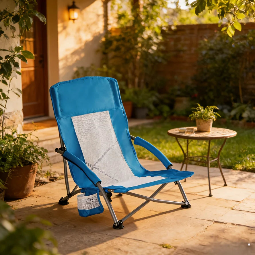 Portable Folding Patio Chaise Lounge With Storage Pocket And Carry Bag | 250 Lbs Weight Capacity, Mesh Breathable Backrest, Allo
