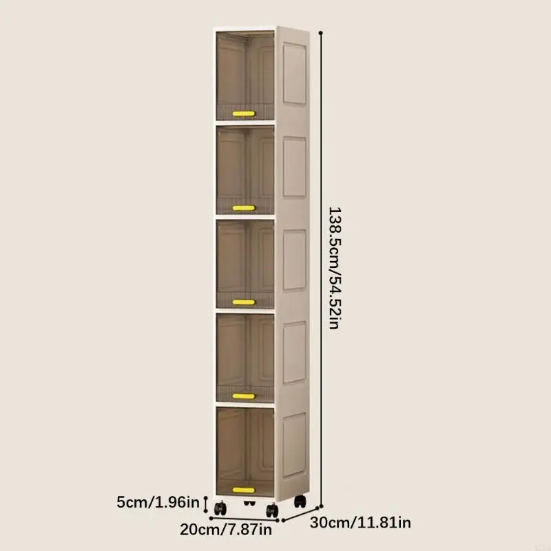 Clear Door Storage Cabinet 5 Modifiable Shelves Removable Disks Impermeable Easy Access Organization Solution 87HA
