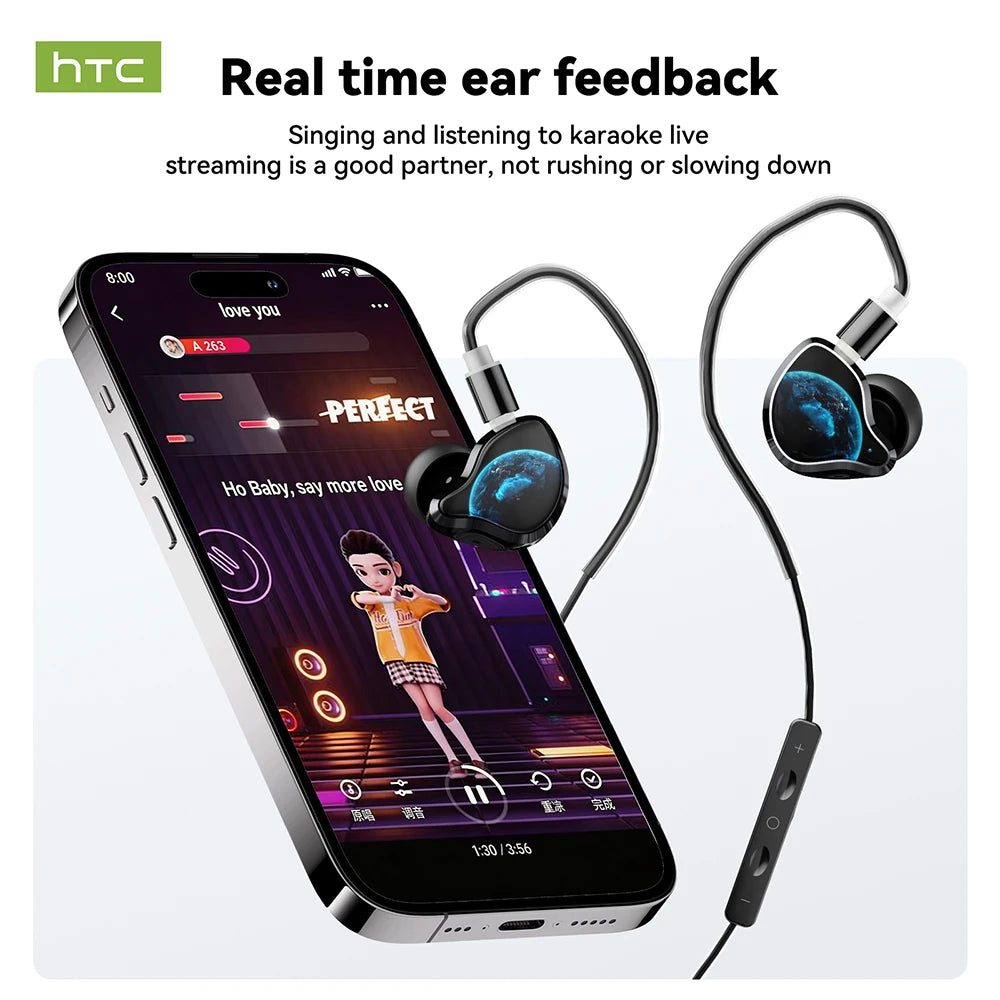 Wireless Bluetooth Earbuds HTC NE81 3-in-1 Multi-Mode In-Ear Wired Earphones HiFi Sound HD Call Long Battery Life