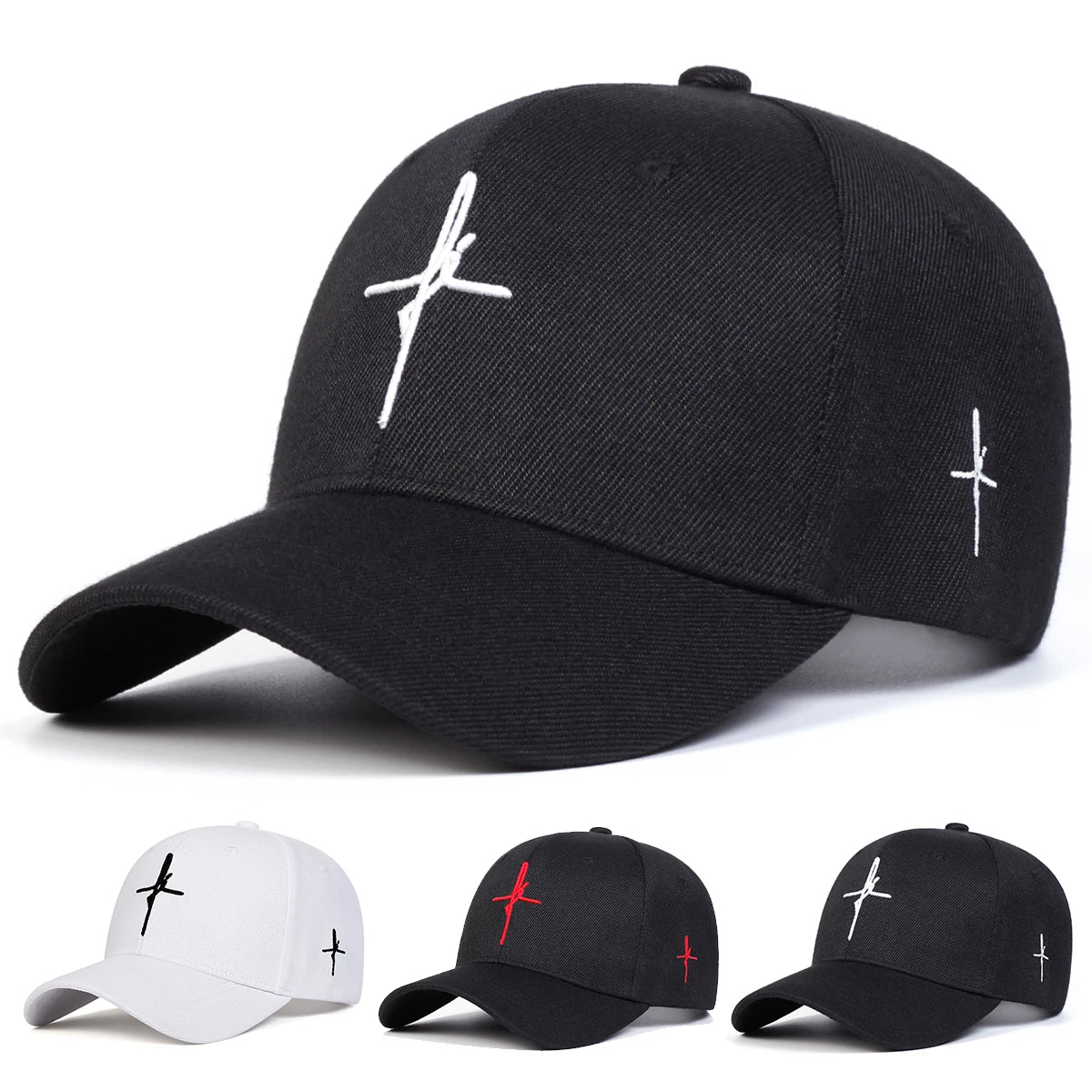 Unisex Personality Cross Embroidery Baseball Caps Spring Autumn Outdoor Adjustable Casual Hats Sunscreen Hat